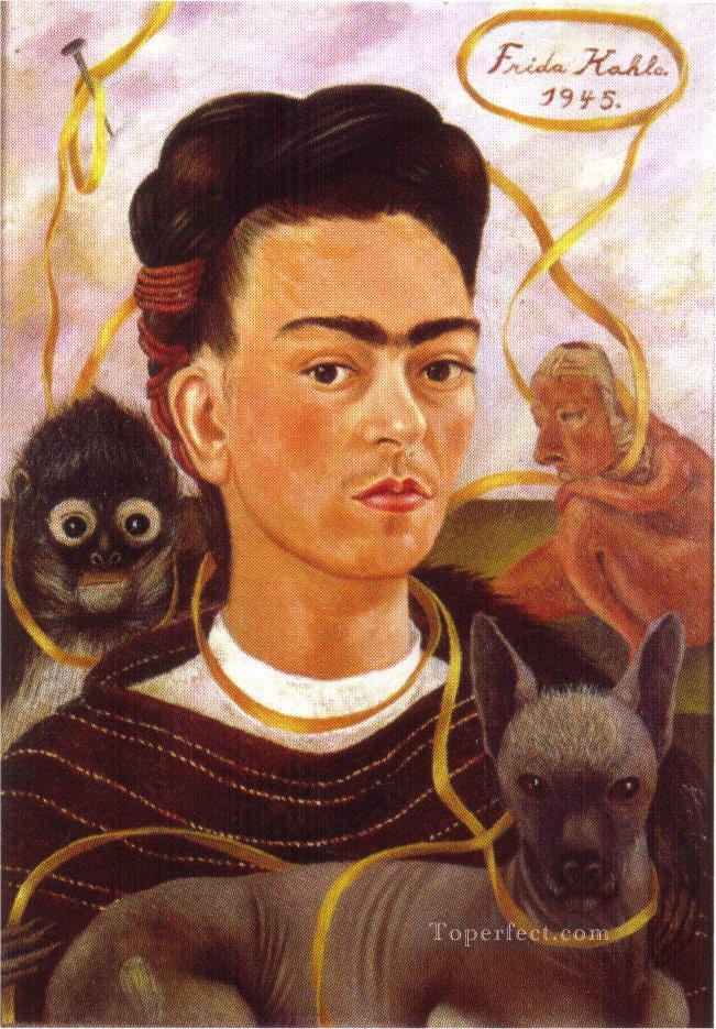 Self Portrait with Small Monkey feminism Frida Kahlo Oil Paintings
